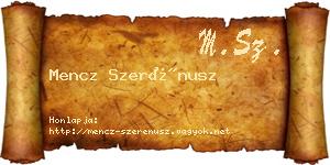 Mencz Szerénusz névjegykártya